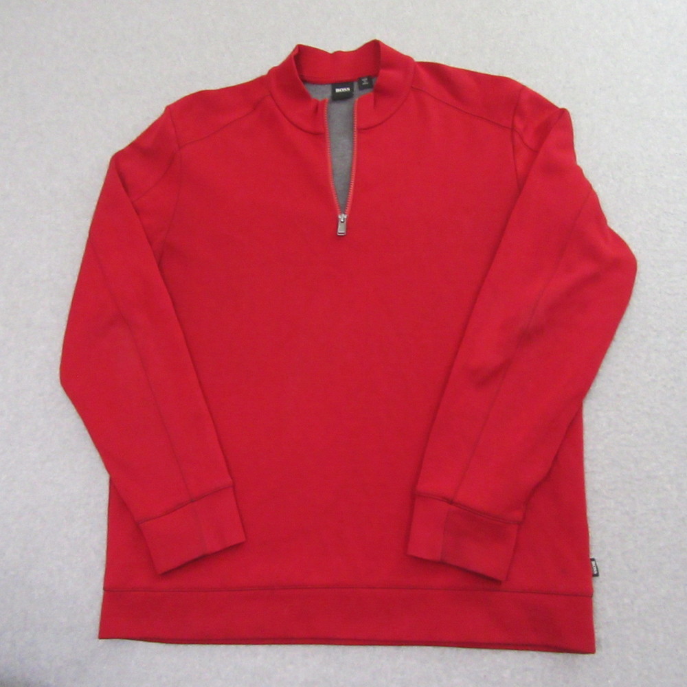 Hugo Boss Mens 1/4 Zip Sweater 2XL Red Pullover Long Sleeve Casual - Picture 3 of 10